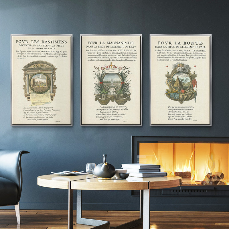 Ensemble de 3 ex-libris imprimés sur toile encadrés I, H 36 po x l 72 po, Argent