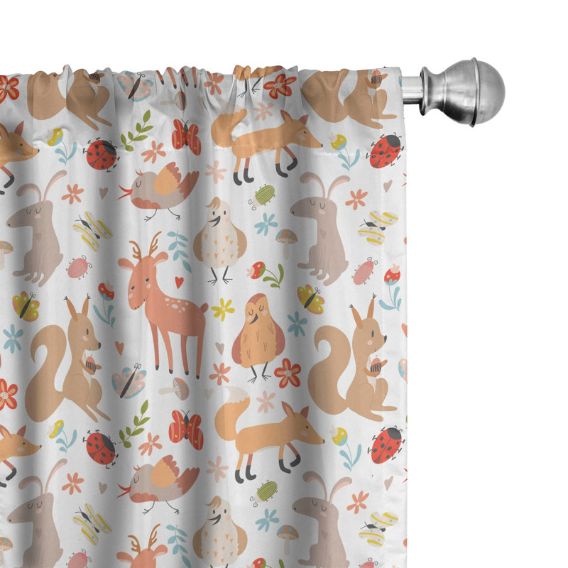 Nursery Floral Semi-Sheer Rod Pocket Curtain Panels, 28" x 84"