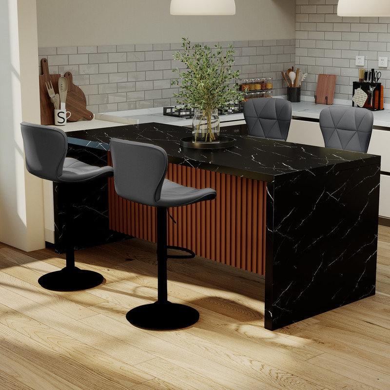 Ensemble de grande table de salle à manger rectangulaire moderne en imitation marbre avec lumières DEL, comprenant 4 à 6 chaises rembourrées pour la cuisine, la salle à manger et le salon