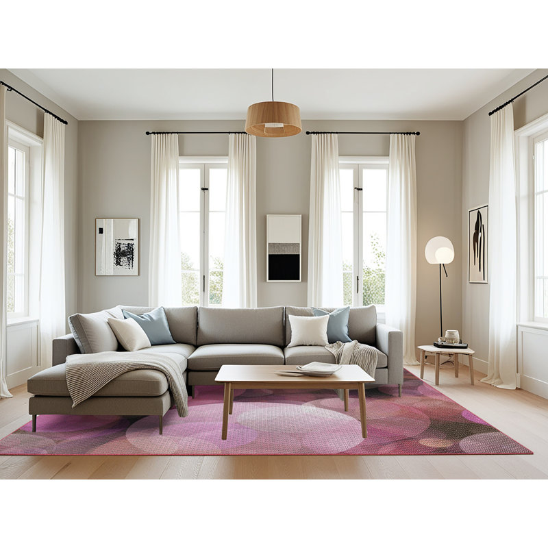 Motif géométrique rose Tapis décoratif, Rectangle 8 pi x 10 pi