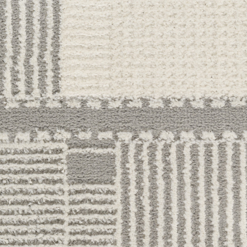 Ebern Designs Reimann Ivory Grey Modern Indoor Rug, Runner 2' x 6'