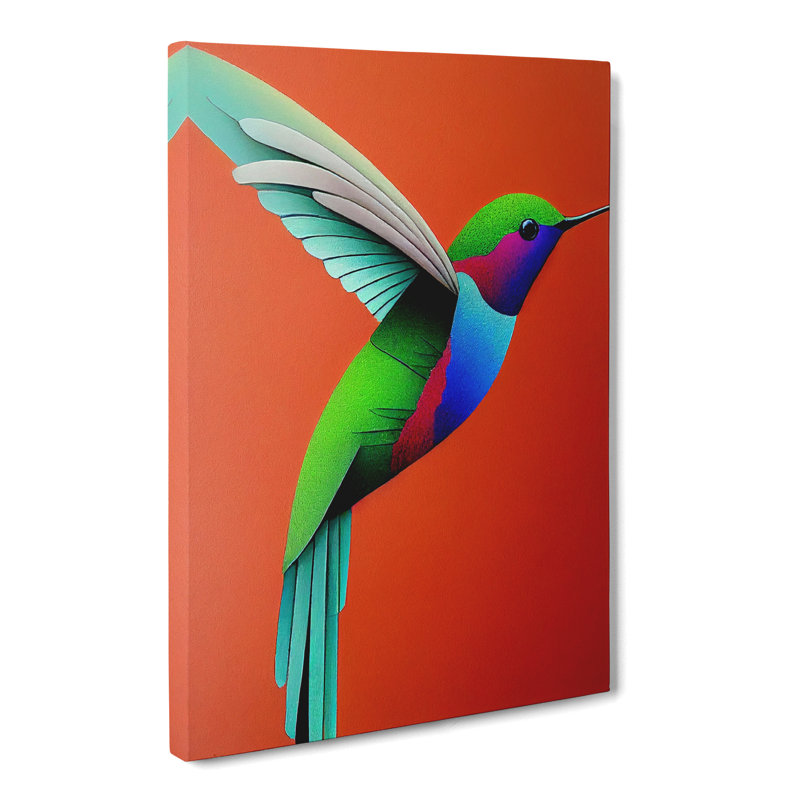 Ermanno Hummingbird Block Colour - Wrapped Canvas, 50cm H x 35cm W x 3cm D