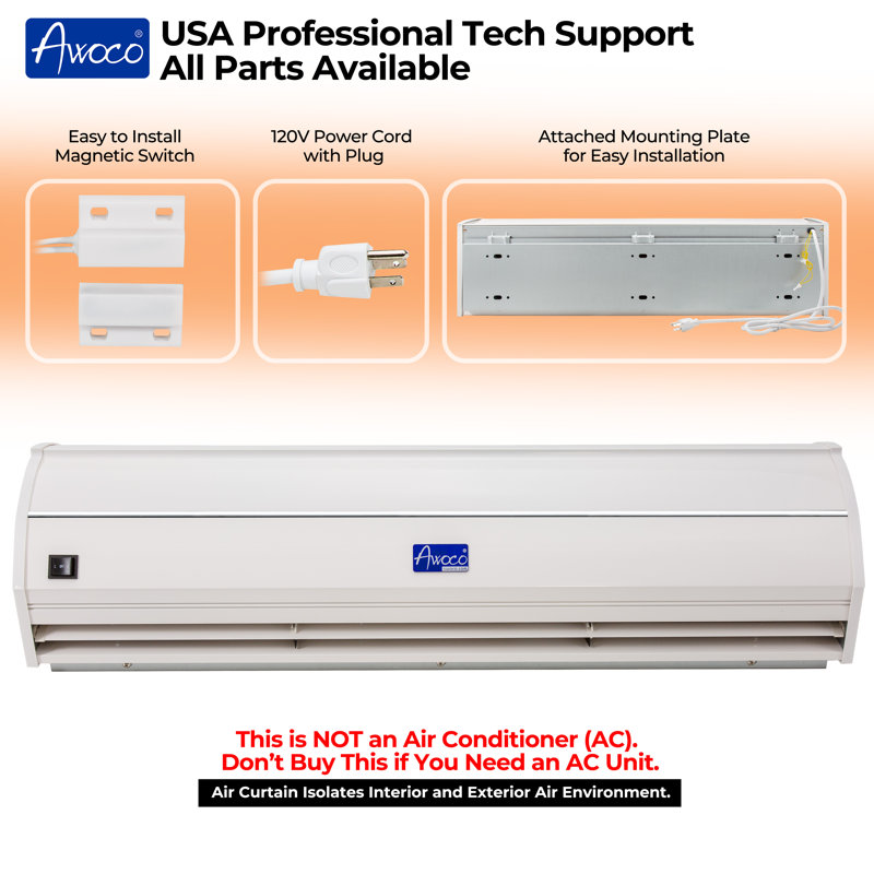 Elegant White Stainless Steel 42" Indoor Air Curtain