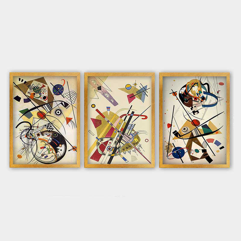 Ensemble de 3 peintures élégantes encadrées décoratives, 13,8 x 17,7 pouces chacune | 100% bois avec cadre 100% polystyrène (épaisseur: 0,8 pouce) | Impression numérique UV, parfaite pour le salon et la décoration intérieure