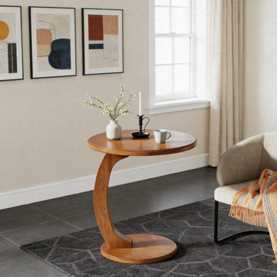 C-Shaped End Table, Round Vintage Sofa Side Table For Living Room