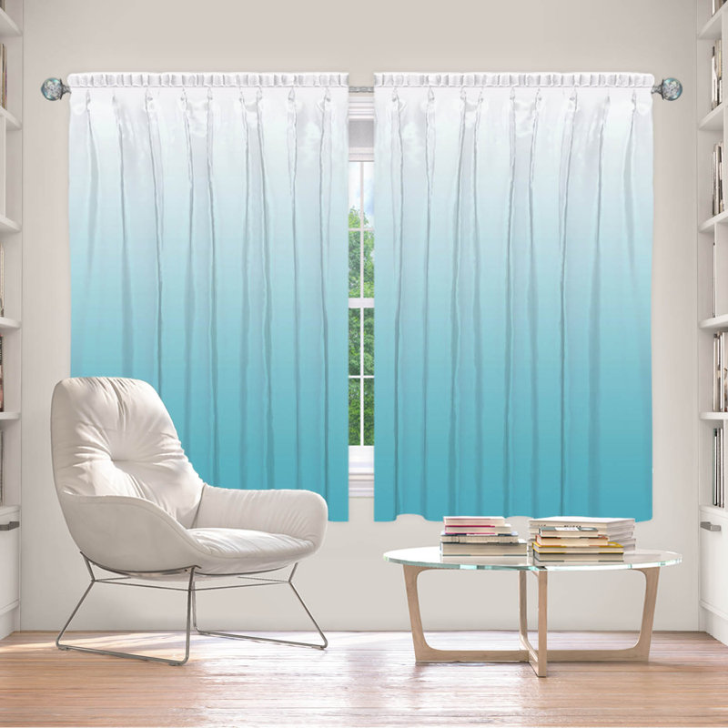 Vandela Room Darkening Curtain Pair, 40" W x 61" L, Blue/Aqua/Gray