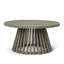 Table basse d'extérieur en bois d'acacia pour le patio, table basse ronde pour la cour arrière, pelouse, balcon, finition grise-2118320471