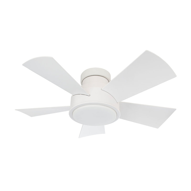 Vox 5 - Blade Indoor/Outdoor Smart Flush Mount Ceiling Fan with Remote Control and LED Light Kit, Works With Alexa and iOS or Android App