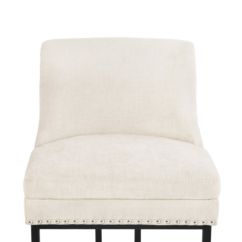 Tabouret de comptoir rembourré H 26 po avec structure en métal, Champagne, 6