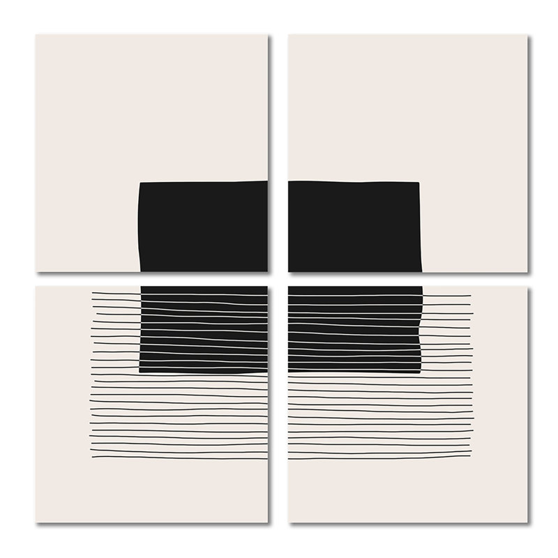 Minimal Geometric Lines And Squares VIII - Modern Art, reproduction d'art sur toile, ensemble de 4 pièces