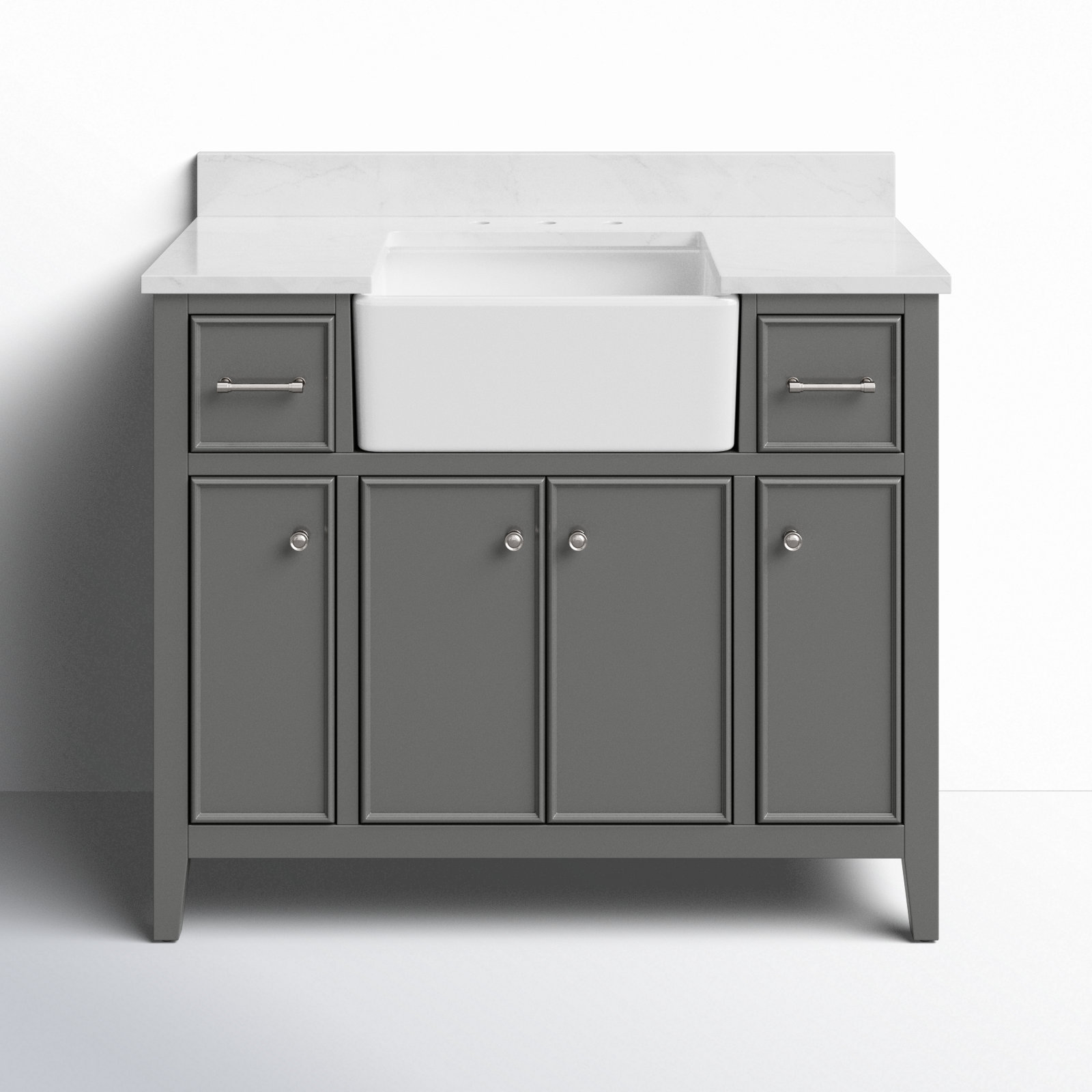 Aisa 42" Single Bathroom Vanity, Gray/Brushed Nickel