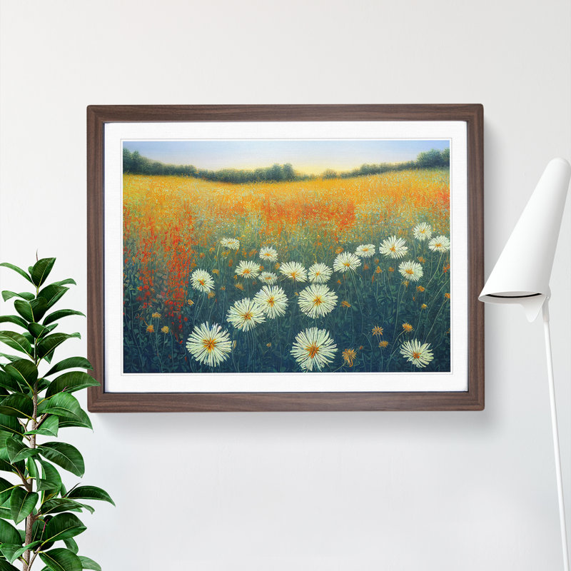 Sumptuous Wildflowers Floral - Single Picture Frame Painting, Walnut Framed, 46cm H x 64cm W x 2cm D