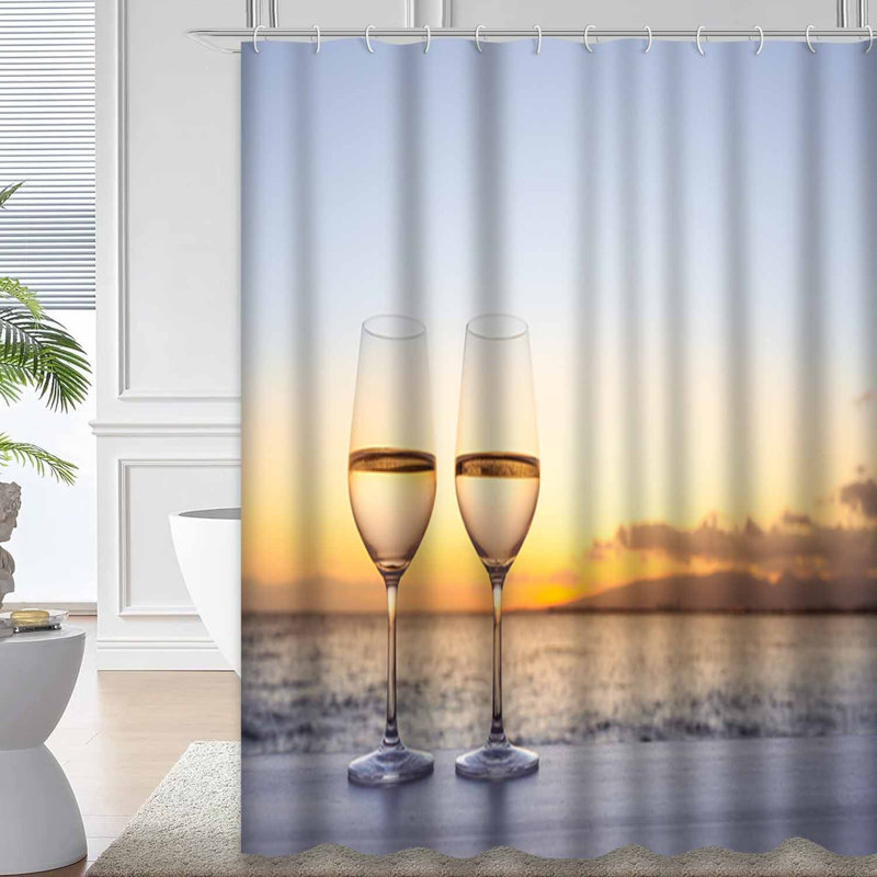 Verres à vin, plage, coucher de soleil, bar à champagne blanc, boisson de luxe avec 12 crochets, L 72 po x l 78 po