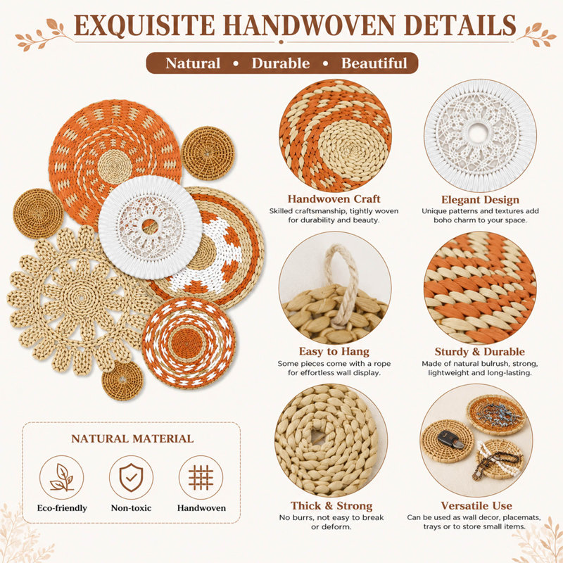 Ensemble de 11 paniers décoratifs Boho