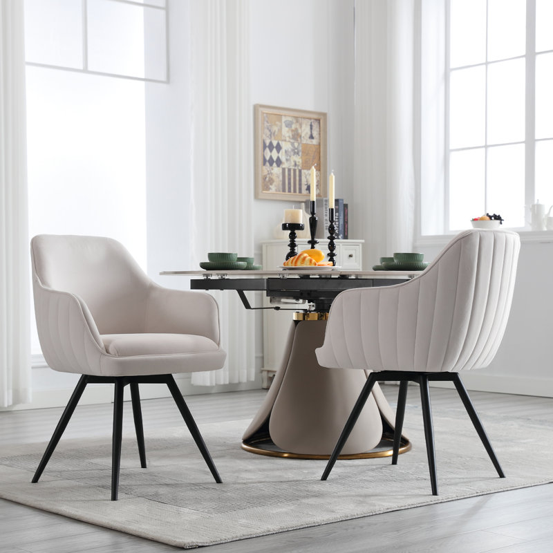 Swivel Dining Armchair, Beige