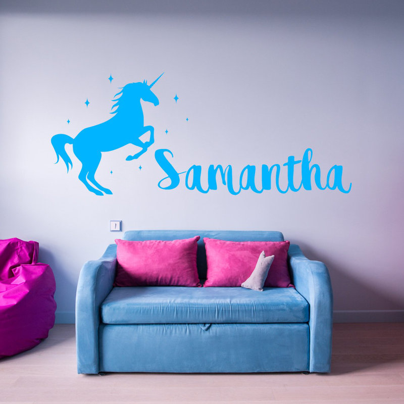 Décalcomanie murale pour chambre de bébé custom name, H 22 po x l 44 po, Bleu ciel