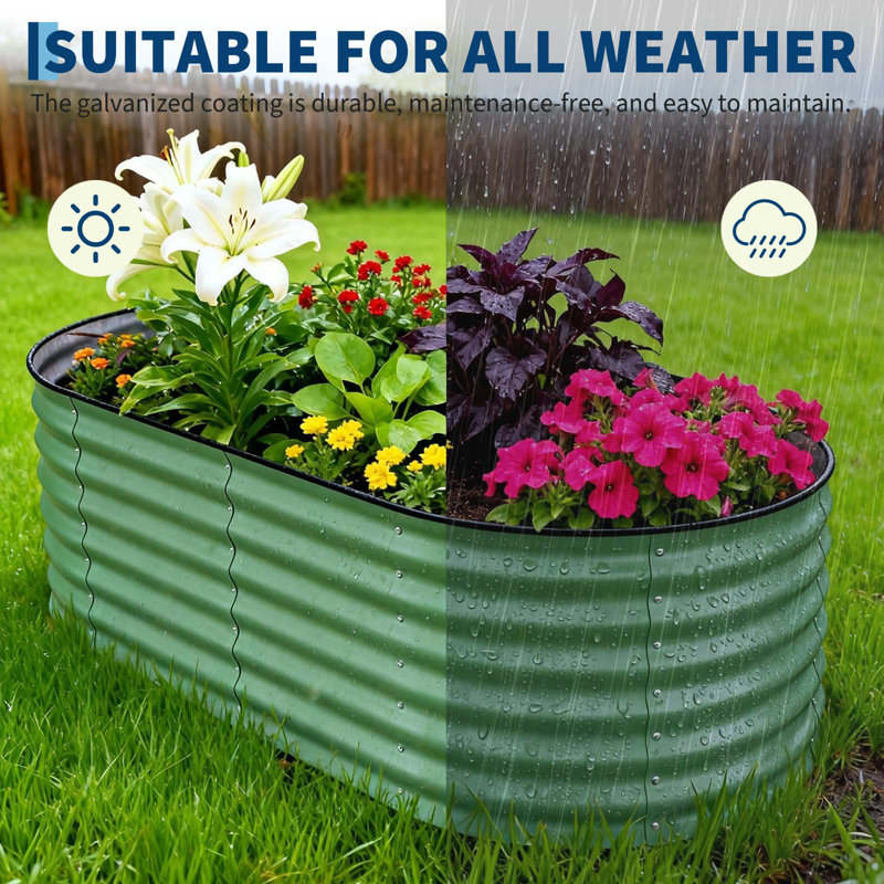 Metal Raised Garden Bed, Green, 60cm H x 180cm W x 90cm D