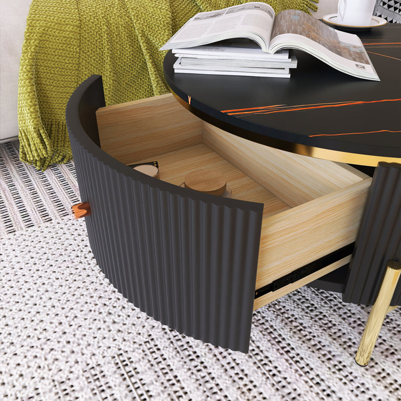 Table basse moderne avec 2 grands tiroirs de rangement Modern, Noir