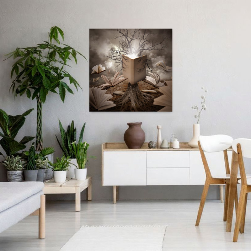 Art contemporain, arbre contemporain abstrait surréel, H 36 po x l 36 po