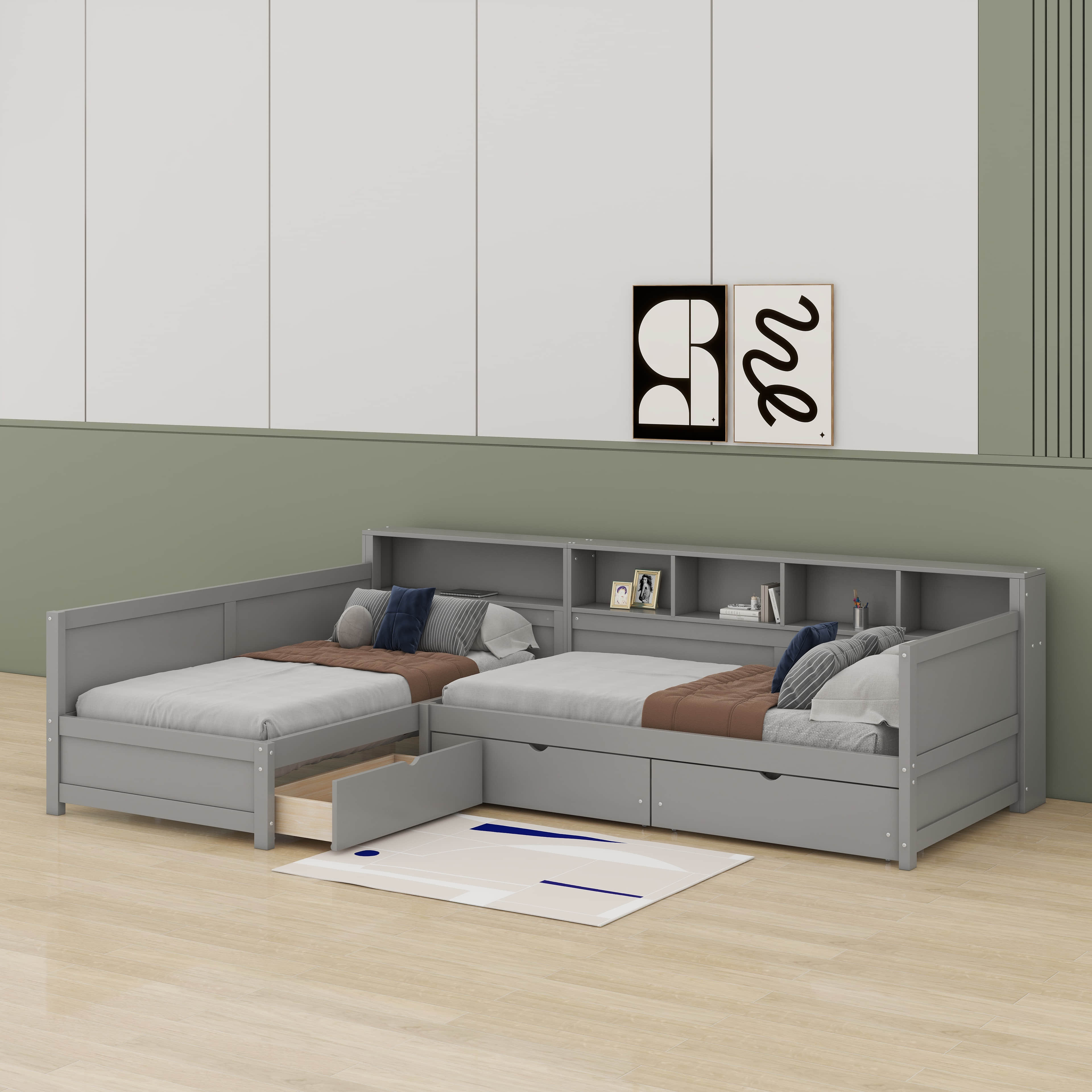 Ebern Designs Twin Size Daybed Frame With 3 Large Storage Drawers And ...