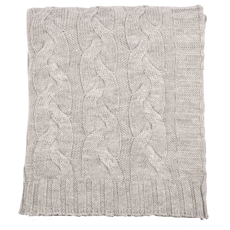 Hampton Knitted Throw Blanket, Light Gray Melange