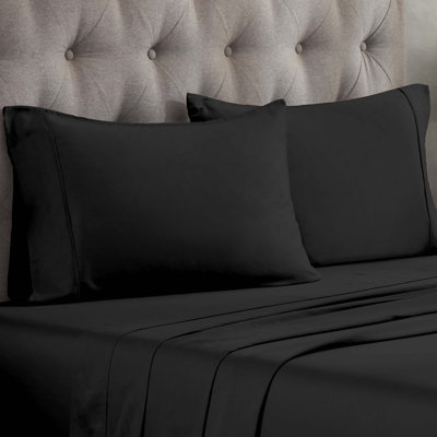 Superior 300 Thread Count Egyptian Cotton Blend Solid Pillowcases Set In Black
