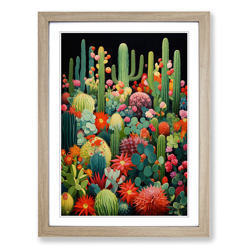 Cactus Orphism No.2 - Framed Print, Oak Framed, 64cm H x 46cm W x 2cm D