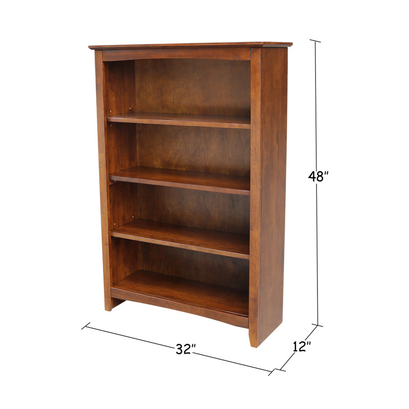 Bibliothèque standard Aspatria, (Quatre tablettes) H 48 po x l 32 po x P 12 po, Espresso