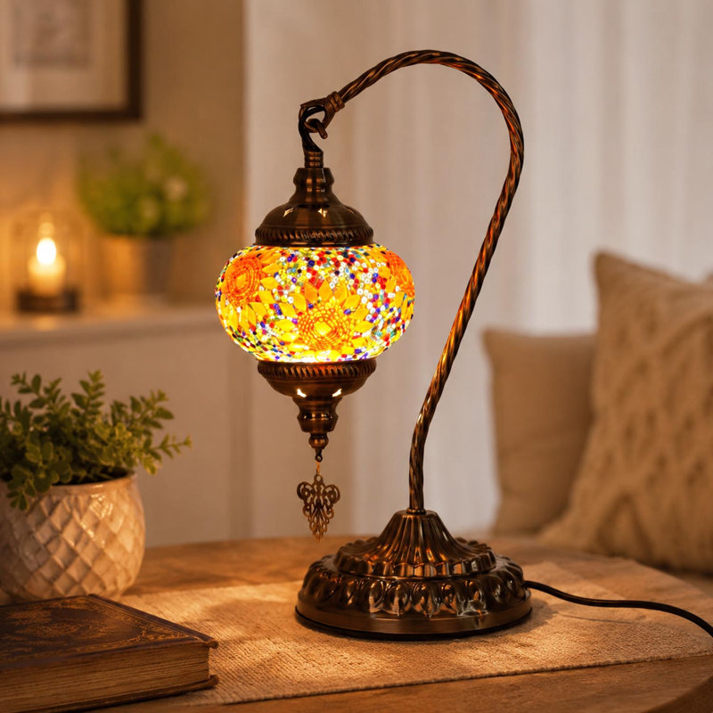 Lampe de table turque marocaine, lampes de chevet en verre Tiffany