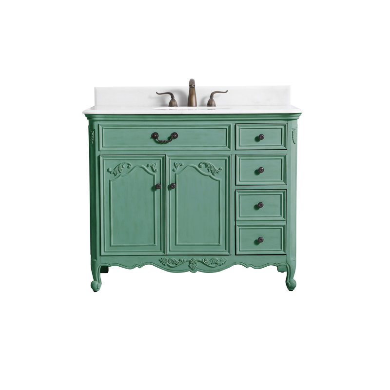 Ensemble de meuble-lavabo simple 42 po Angelique, Menthe rétro, Blanc pur