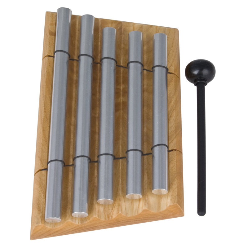 Silver Aluminum Meditation Chime with Ash Wood Base