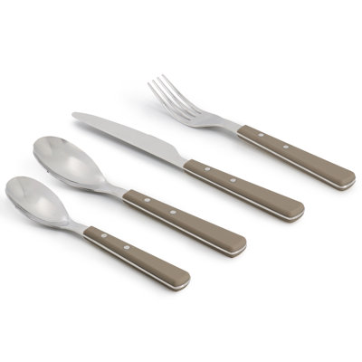 Martha Stewart 32 Piece Stoneware Dinnerware and Flatware Combo Set in Grey