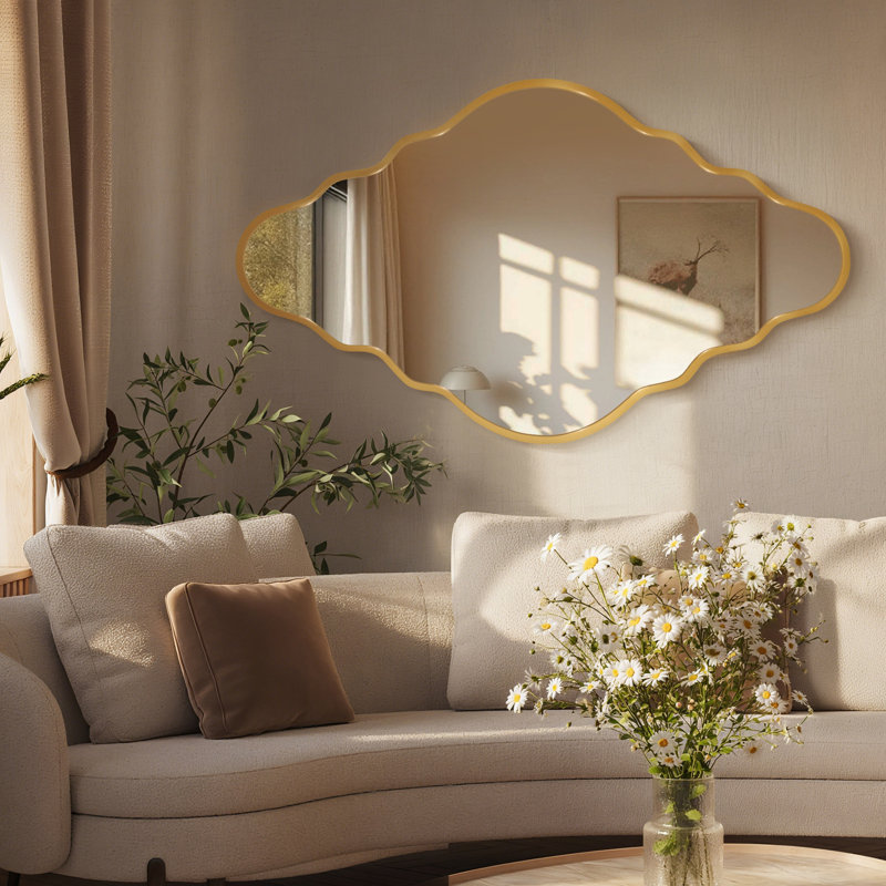 Aluminium Diamond Mirror, Gold, 105 cm H x 65 cm W