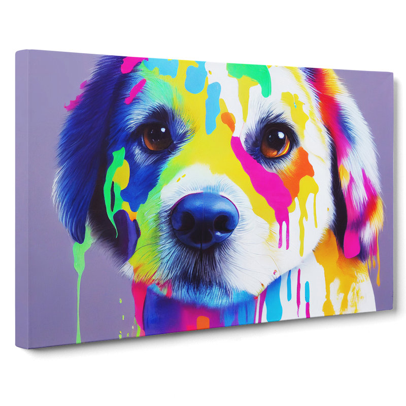 Colourful Dog Vol.1 Abstract - Wrapped Canvas Painting, 40cm H x 60cm W x 3cm D