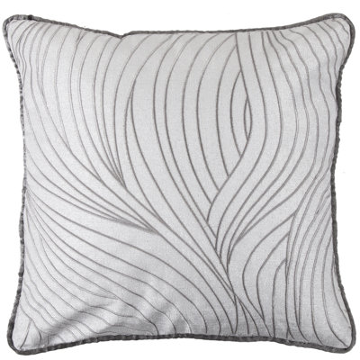 Celeste Silver Gray Waves Pattern Velvet Modern Decorative Throw Pillow 18x18 inch