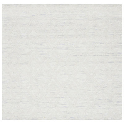 Tapis argenté / ivoire en laine tissé à la main à motif géométrique Amritpal