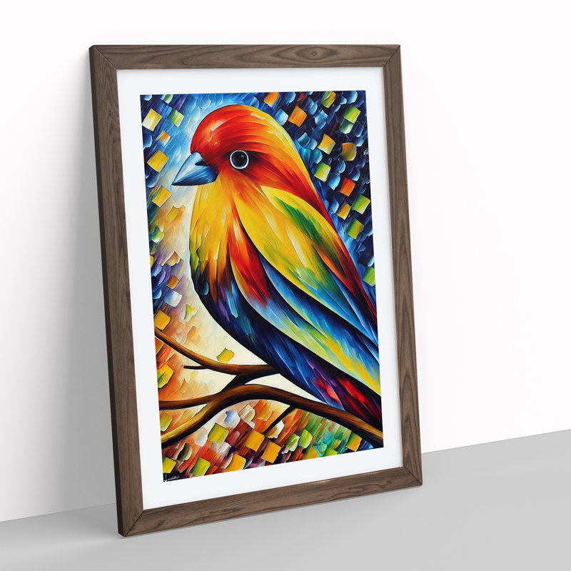 Lone Bird No.1 - Single Picture Frame Print, Walnut, 34cm H x 25cm W x 2cm D