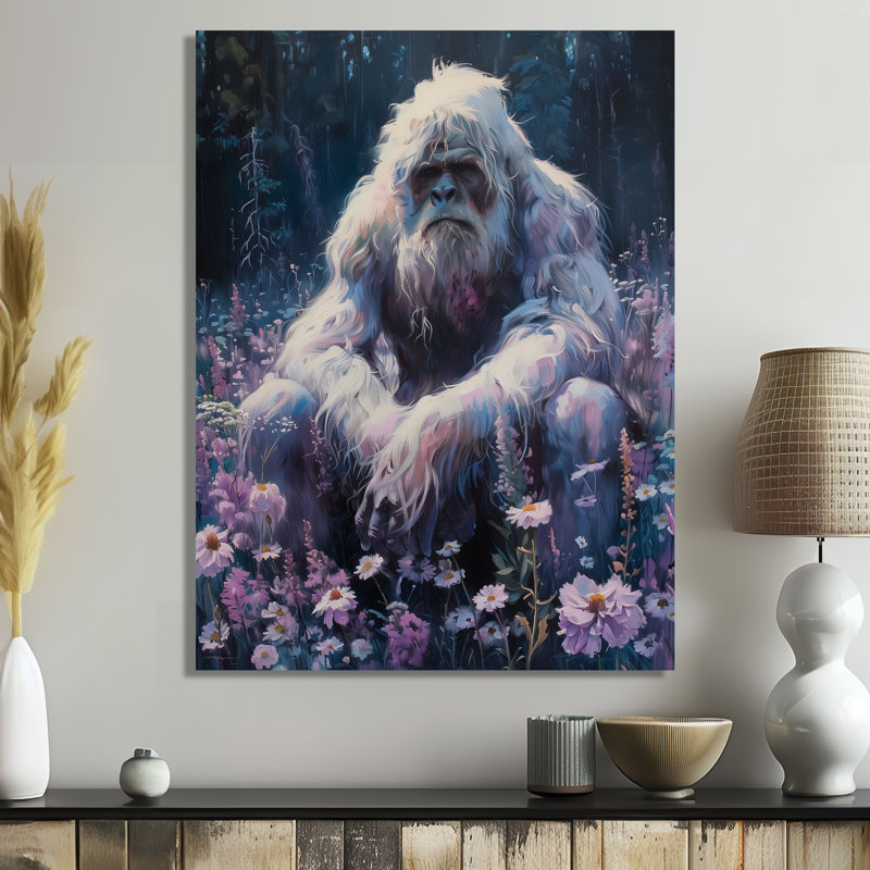 Décoration murale rose et gris Sasquatch Sanctuary I - Bigfoot, Toile encadrée blanche avec une seule photo