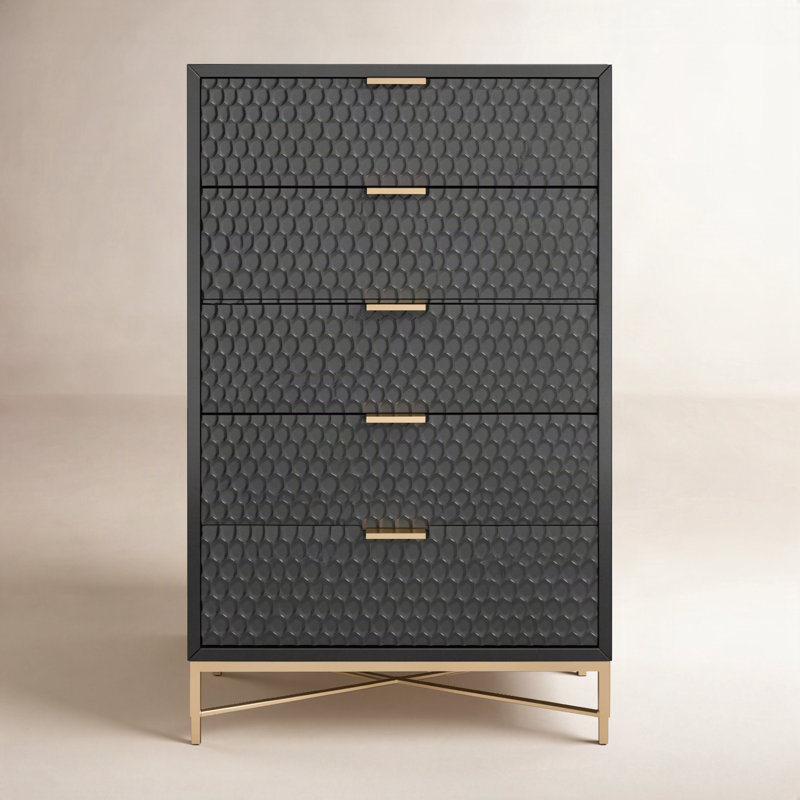 Commode 5 tiroirs Capra, Noir