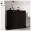 Armoire de tri à lessive noire à deux compartiments avec rangement inclinable en MDF et sacs en tissu amovibles-122602696