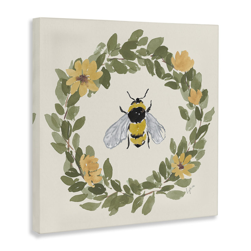 Bumble Bee Celebration Canvas Wall Art, design by Lucille Price, 17" H x 17" W
