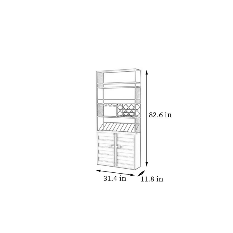 Multi-tier Iron Partition Wine Cooler, 82.6" H x 31.4" W x 11.8" D, Red