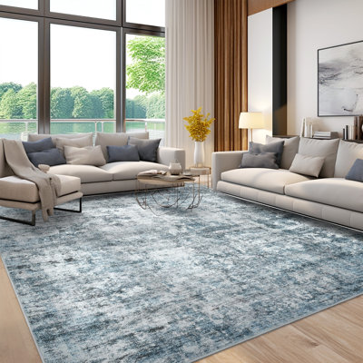 Tapis lavable moderne antidérapant (bleu)