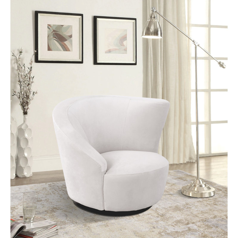 Vicenza Velvet Swivel Accent Chair, Off-White