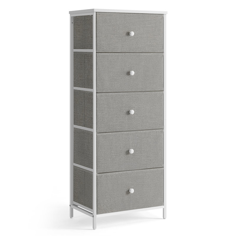 Rosellina 45 cm W Chest of 5 Drawers, White/Grey
