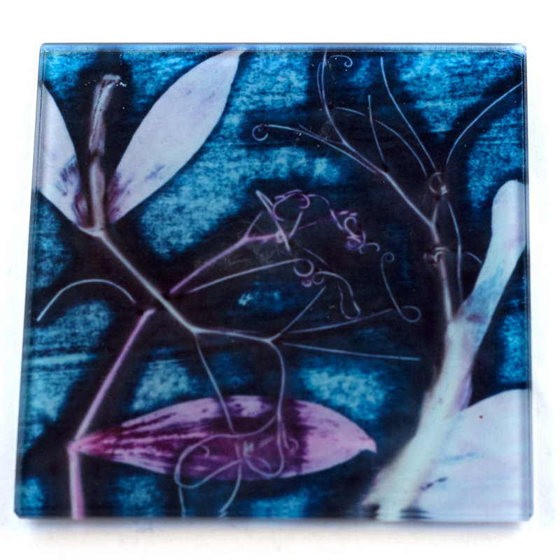 Glass Square 1 Piece Coaster, Purple