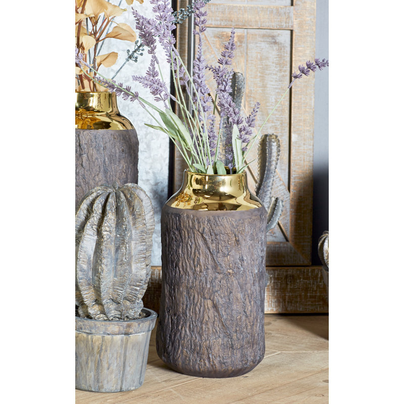 Wilclay Stoneware Table Vase, 12" H x 6" W x 6" D, Gold
