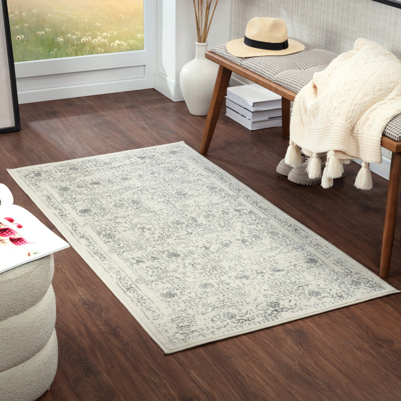 Copenhaver Power Loom Grey/Cream Area Rug, Rectangle 80 x 150cm