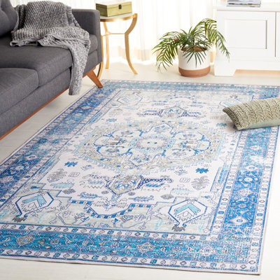 Arizona Maleek Machine Washable Non-Slip Area Rug in Grey/Blue