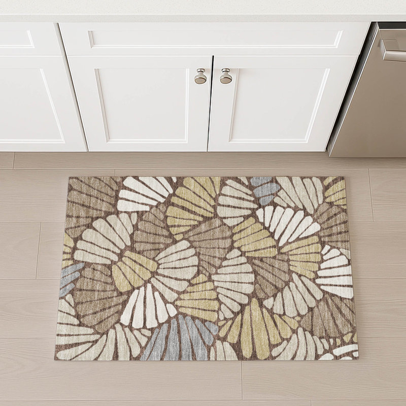 Machine Washable Indoor/Outdoor Jozwiak ACN2384 Floral Rug, Rectangle 1'8" x 2'6"